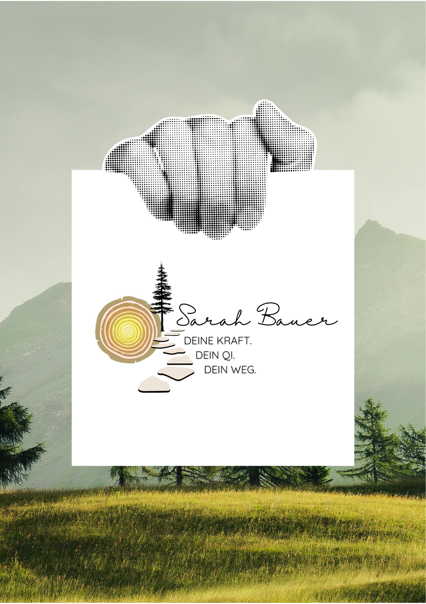Startseite von Seitenweise Glück. Eine Grafik von einer Hand, die das Beispiel eines Logos hält